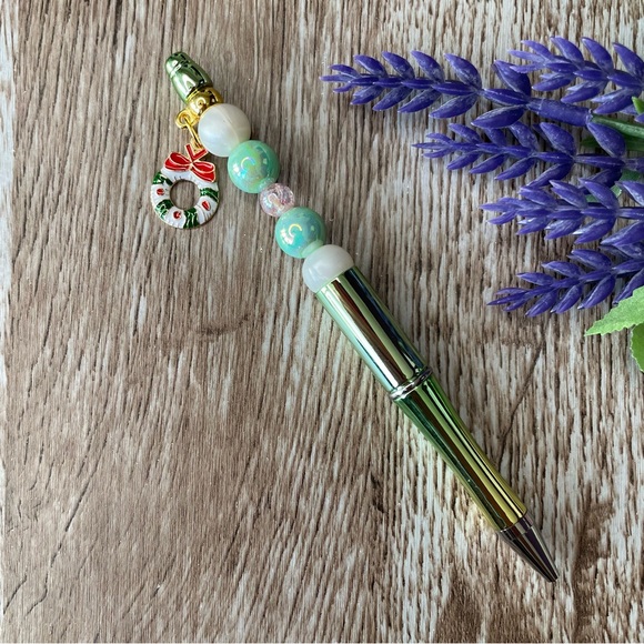 Handcrafted Deer Snowman Pens Beaded Unique Artisan Gifts Office Accessories - Picture 3 of 7